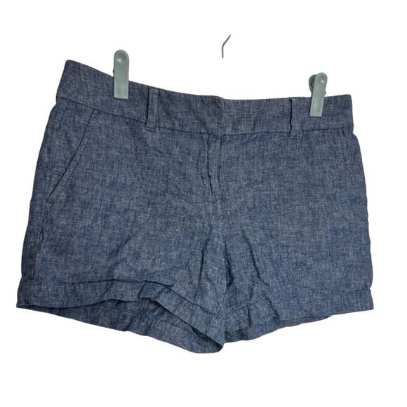 Loft Outlet Linen Blend Shorts Size 2 Blue Chino 4" Inseam Pockets Womens Summer - Picture 1 of 4